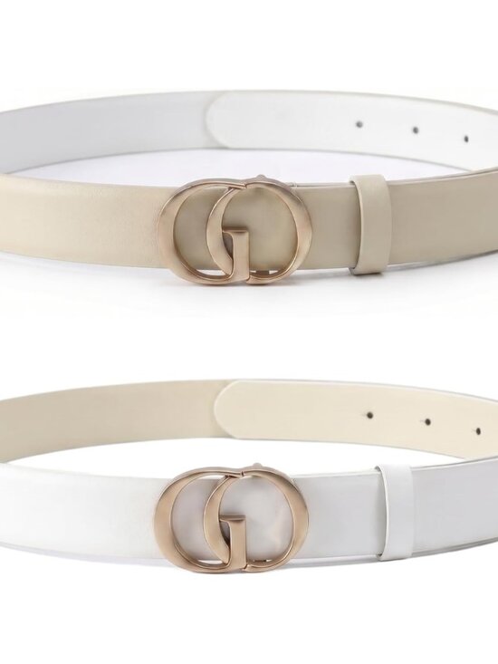 Accessories - Women's Full Grain Reversible Genuine Leather Belt with Gold Buckle Thin Fashion